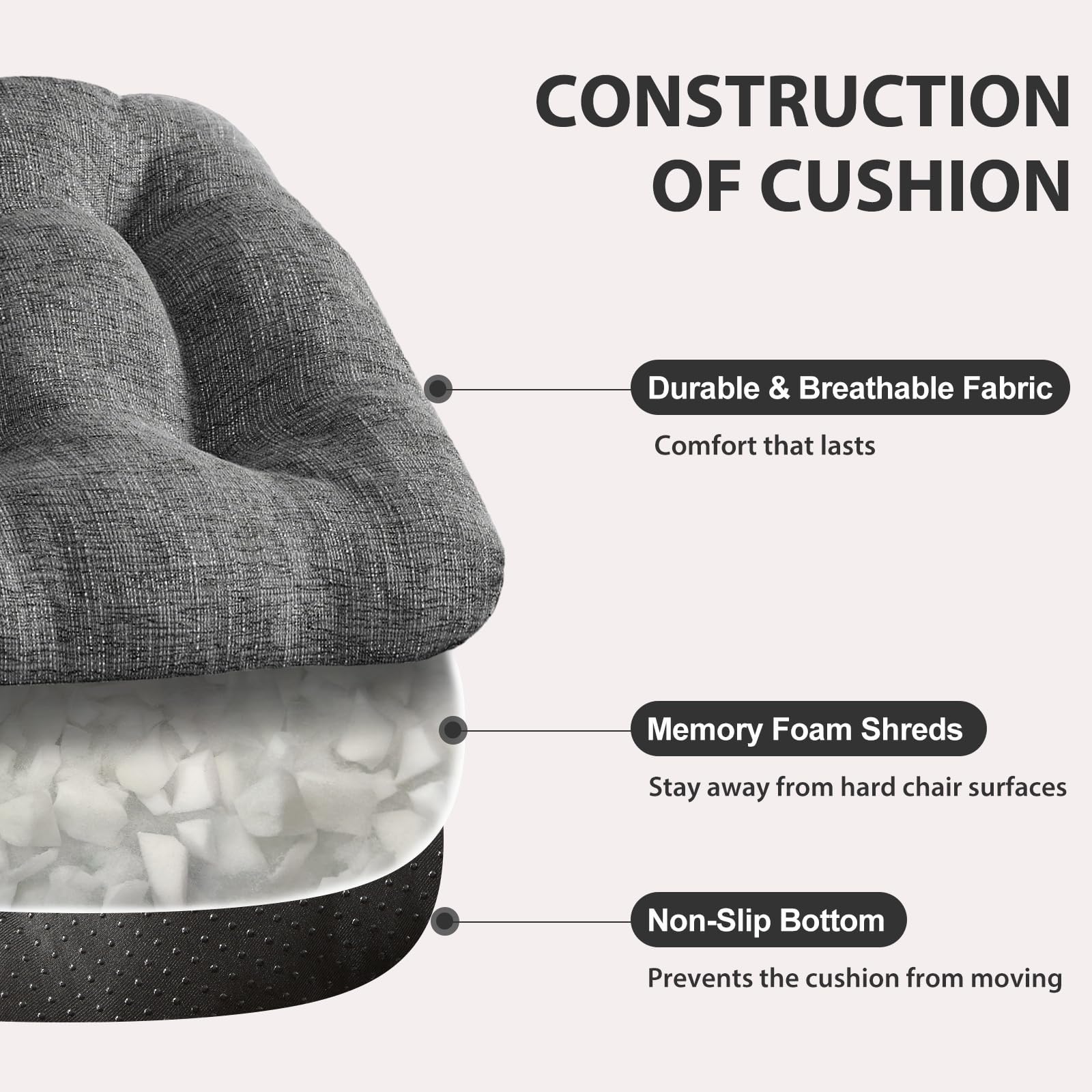Quilmfoam espuma de memoria ofrece soporte suave para reuniones.