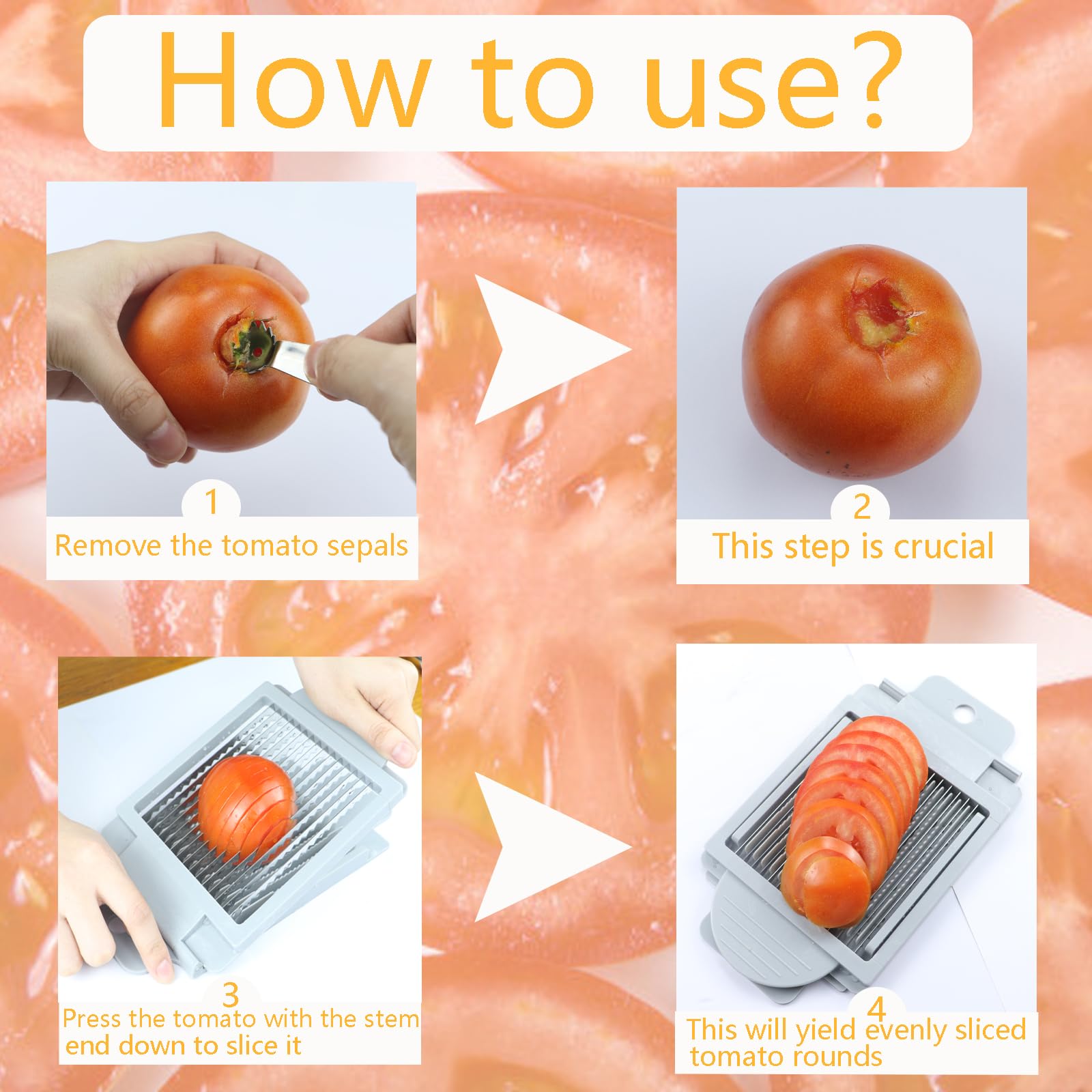 QUJIFETU cortador tomate cortes uniformes de 0,7 cm para ensaladas.