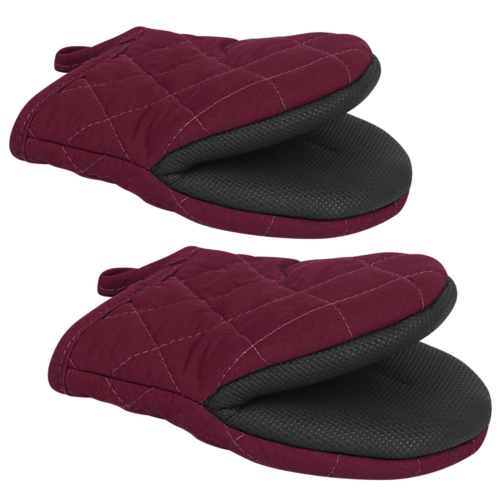 Qulable guantes de horno corto con agarre antideslizante para manipular sartenes y bandejas