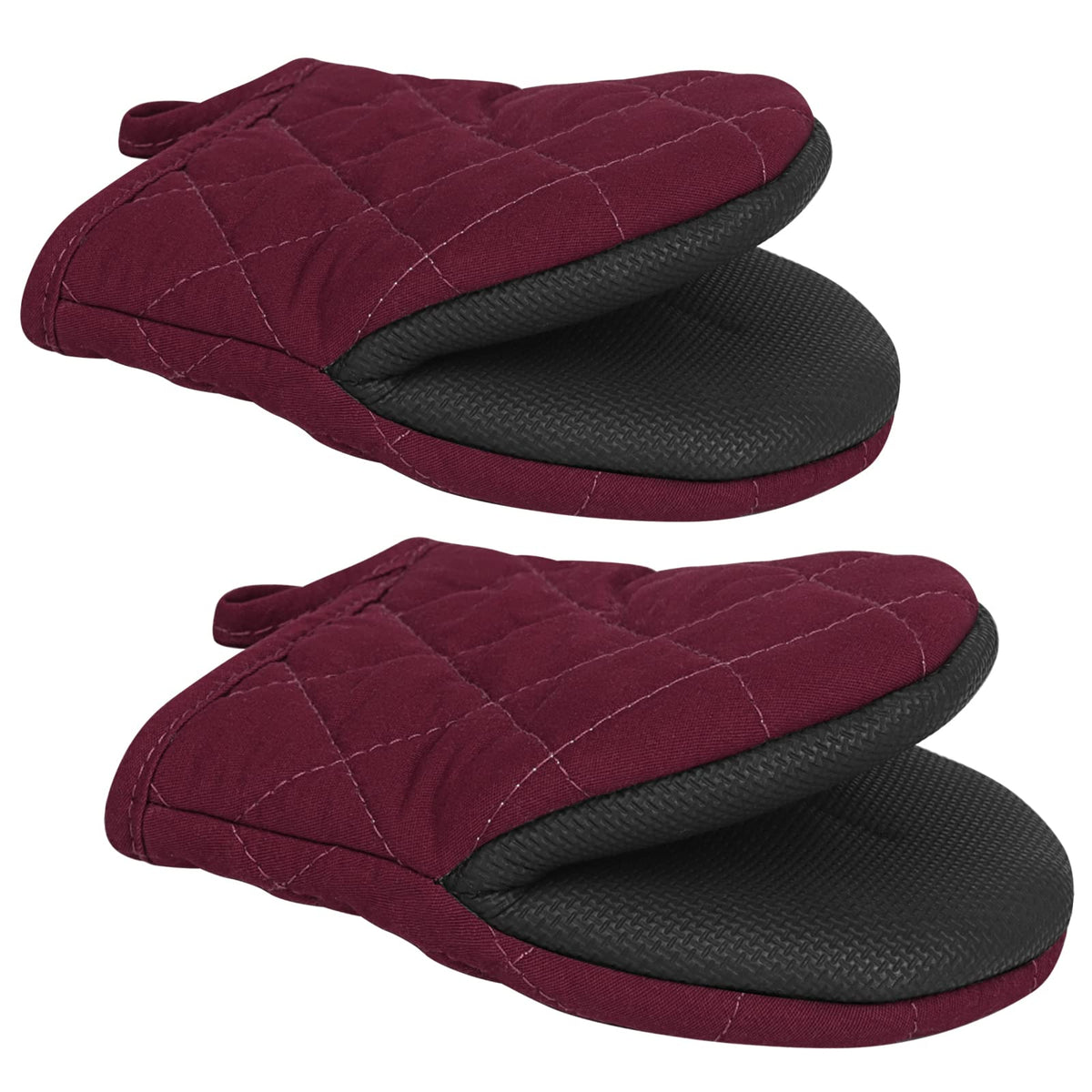 Qulable guantes de horno corto con agarre antideslizante para manipular sartenes y bandejas