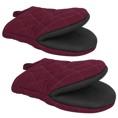 Qulable guantes de horno corto con agarre antideslizante para manipular sartenes y bandejas