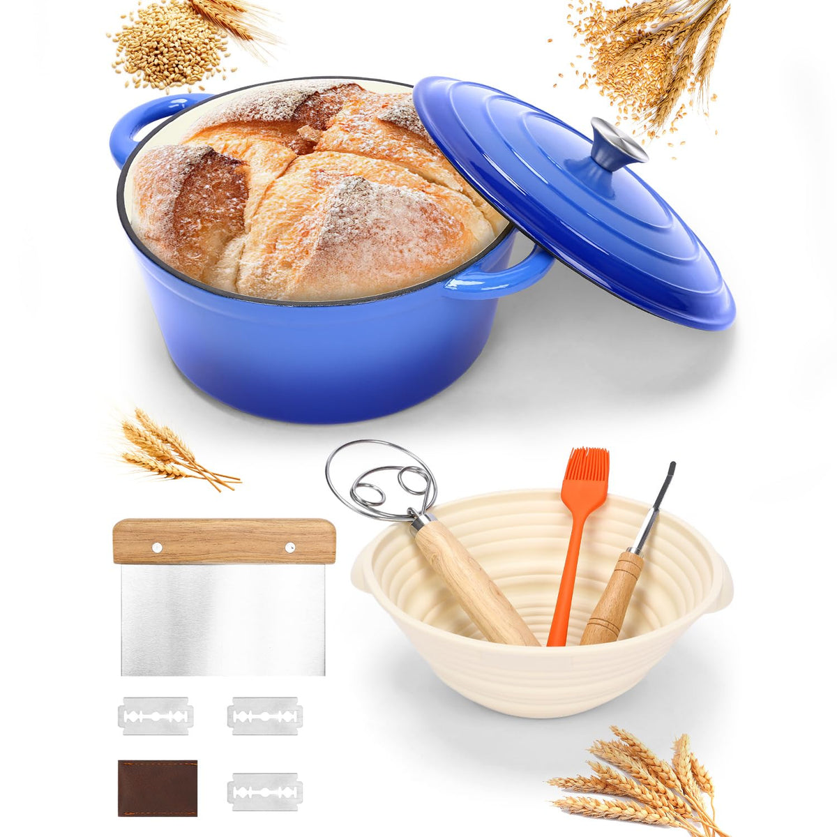 Olla holandesa QuliMetal de 6QT para pan, distribución de calor uniforme.
