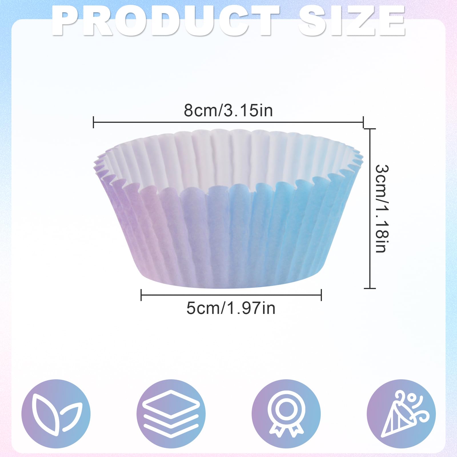 Qumenan cupcake liners Gradiente Rosado-Violeta para muffins uniformes y presentables.