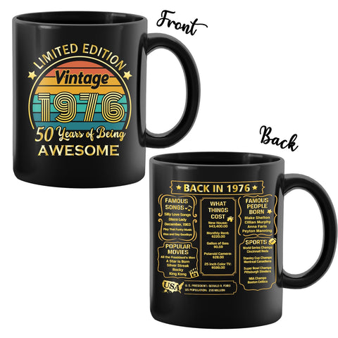 Taza QUPT diseño retro 1976, perfecta para despertar recuerdos al tomar té.