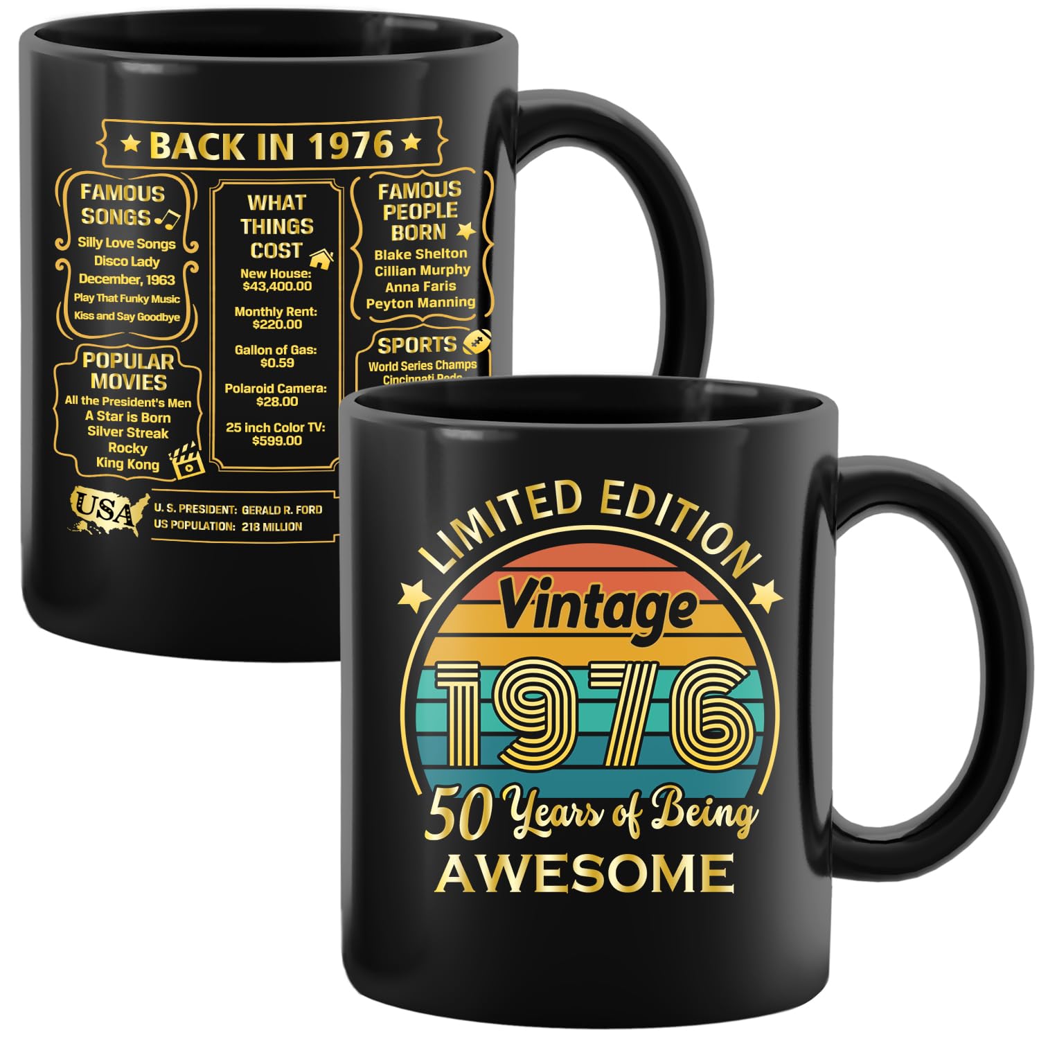 Taza QUPT regalo de 50 aniversario, ideal para disfrutar café.