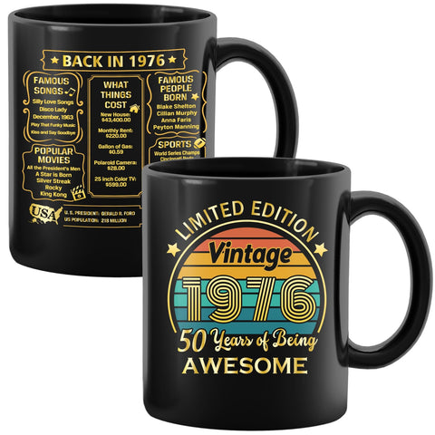 Taza QUPT regalo de 50 aniversario, ideal para disfrutar café.