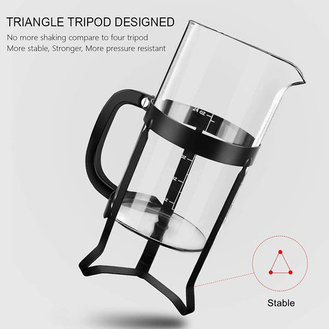 Mango ergonómico QUQIYSO para verter con precisión y comodidad al preparar café.