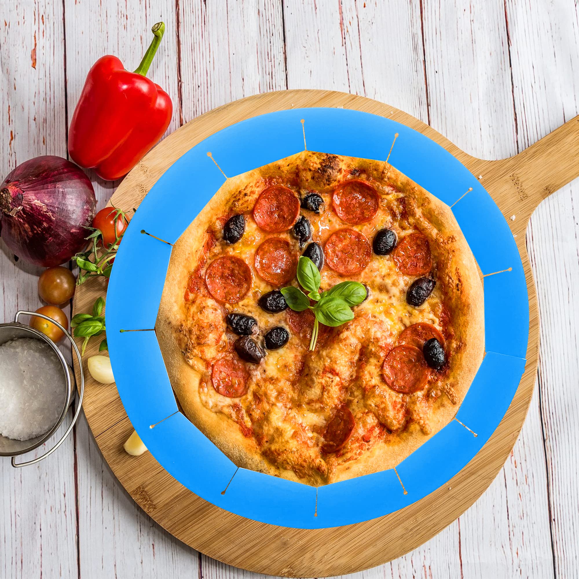 QUWOLACE escudo-pizza uso diario azul facilita un horneado uniforme.