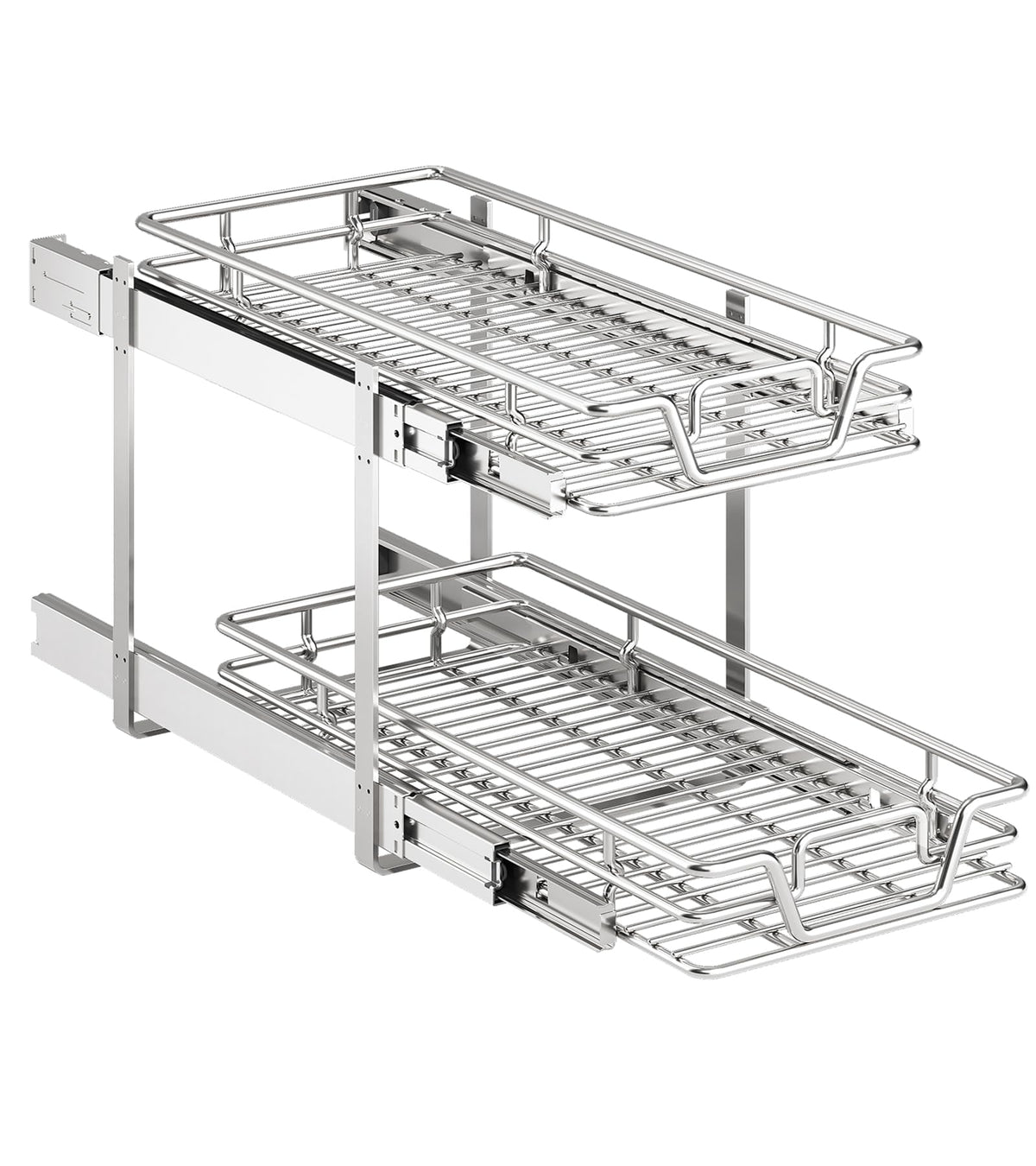 QUYUWU organizador de cocina doble niveles deslizante para ollas y sartenes