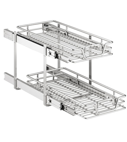 QUYUWU organizador de cocina doble niveles deslizante para ollas y sartenes
