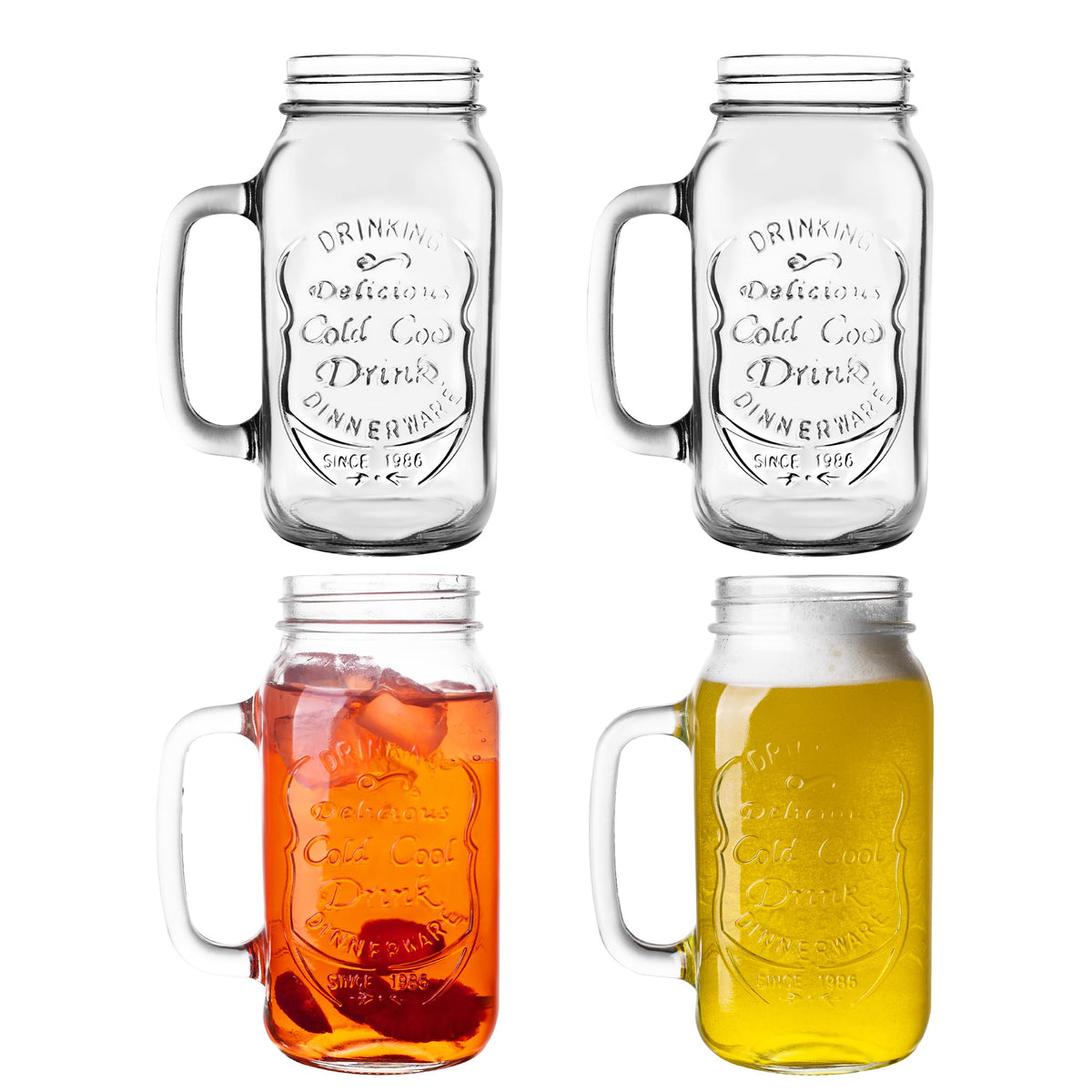 Vaso QWEZXO Mason 24oz, capacidad generosa para bebidas grandes.