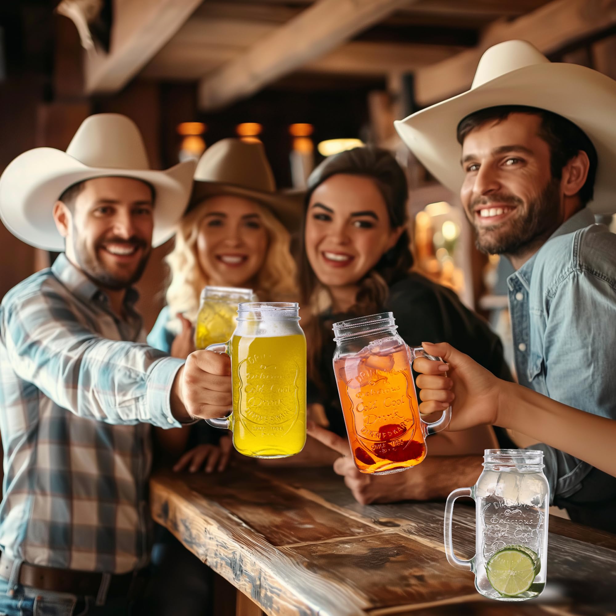 Vaso QWEZXO Mason 24oz, ideal para bebidas frías y refrescantes.