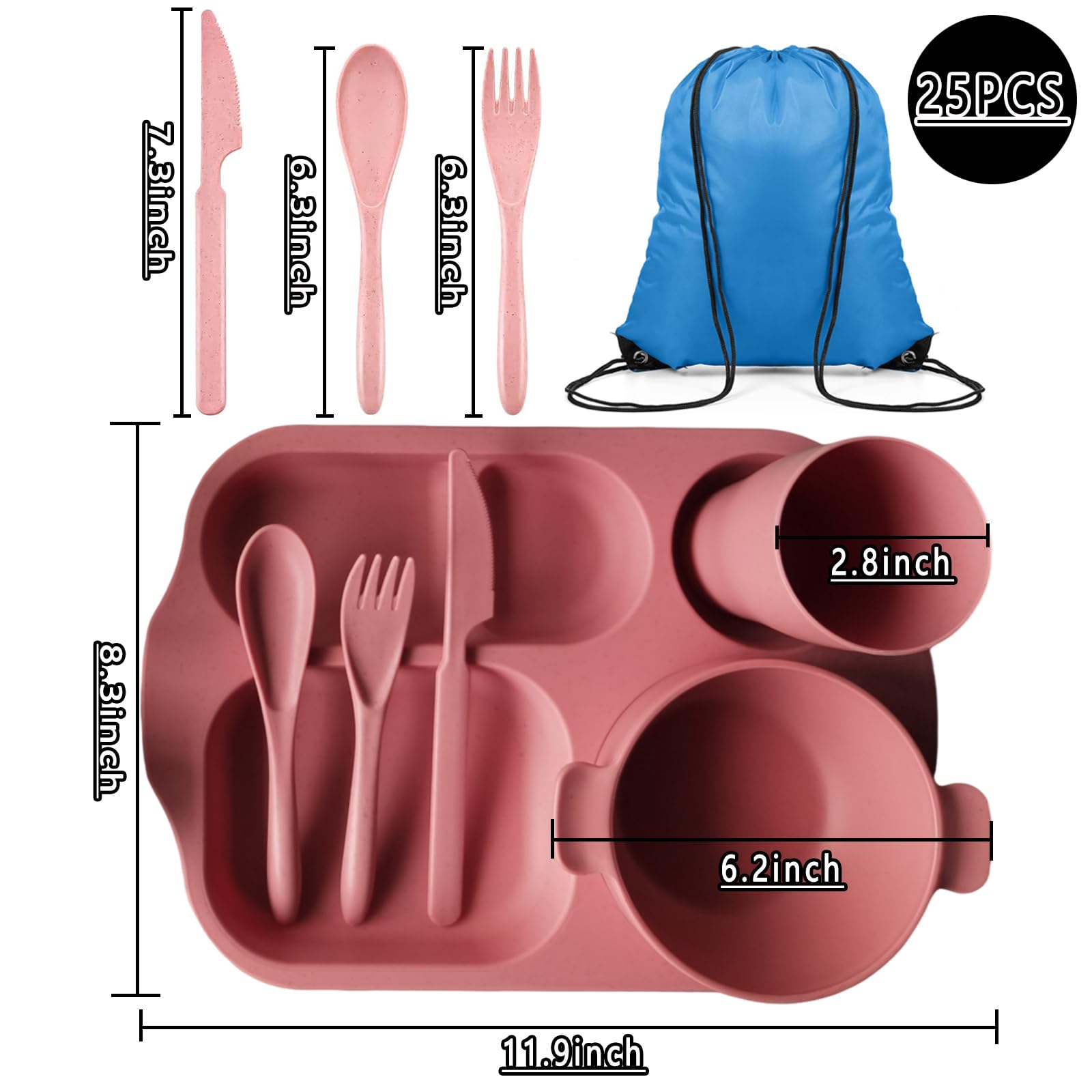 Platos divididos redondeados con borde suave de QWFHOME, seguros para niños.