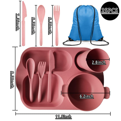 Platos divididos redondeados con borde suave de QWFHOME, seguros para niños.