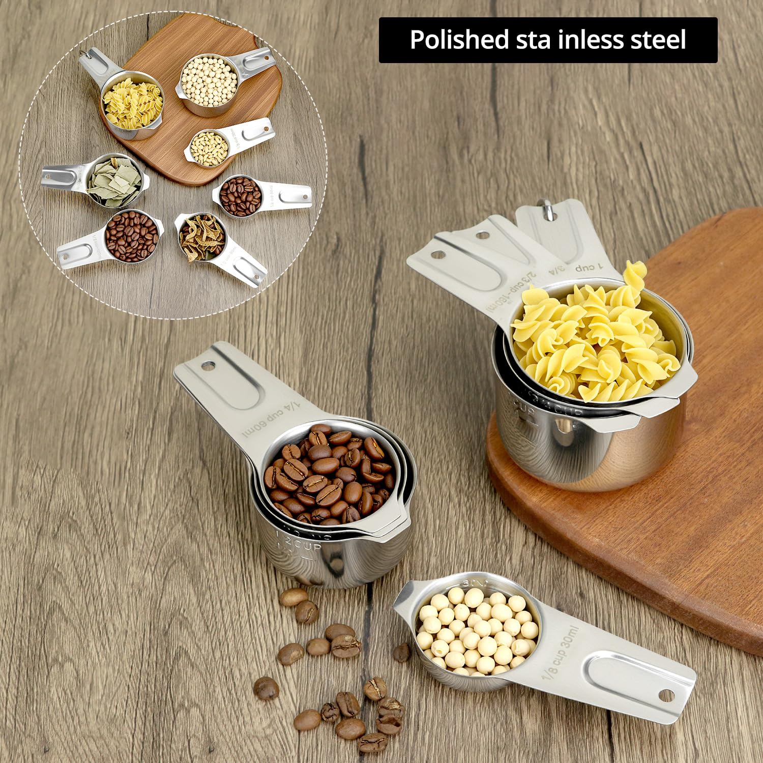 Anillo de acero para colgar mantiene las tazas organizadas.