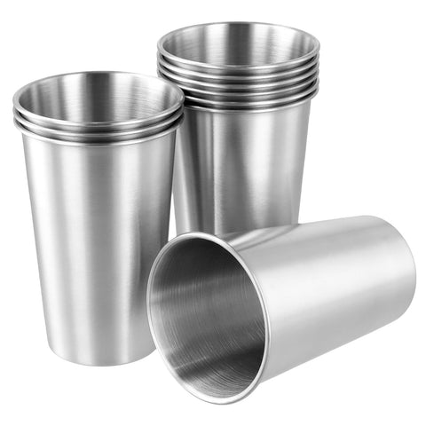 Vasos QWORK pint apilables de acero inoxidable 450 ml, ahorro de espacio.