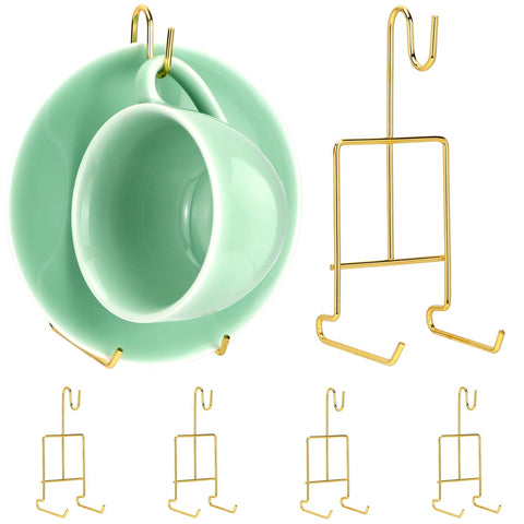 QWORK: soporte dorado para tazas, exhibición elegante de vajilla
