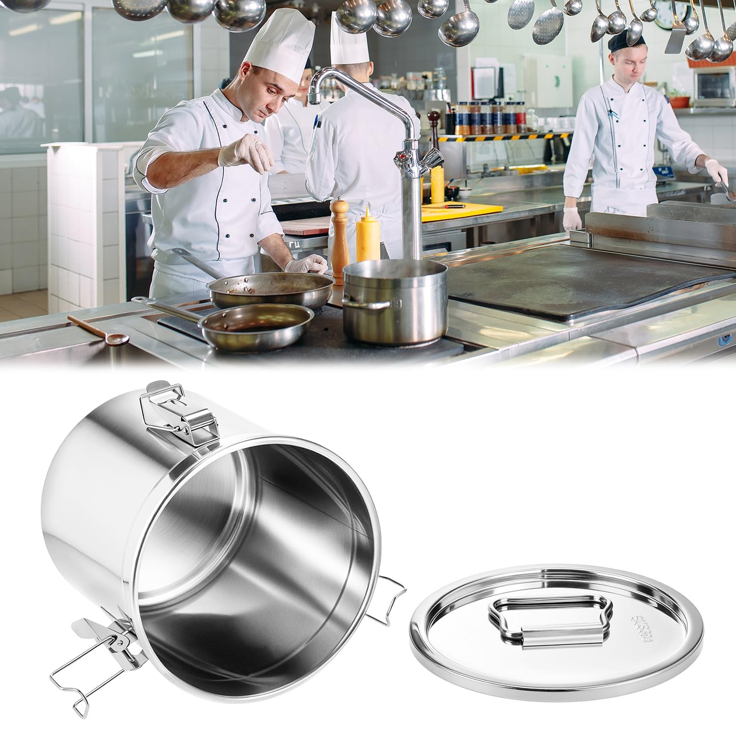 QWORK tapa con anillo de sellado, cierre hermético para mantener la frescura.