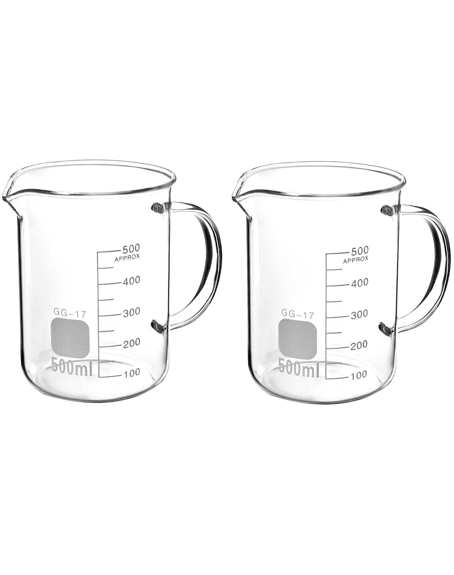 Vaso QWORK con asa, 500 ml, lectura clara para mediciones.