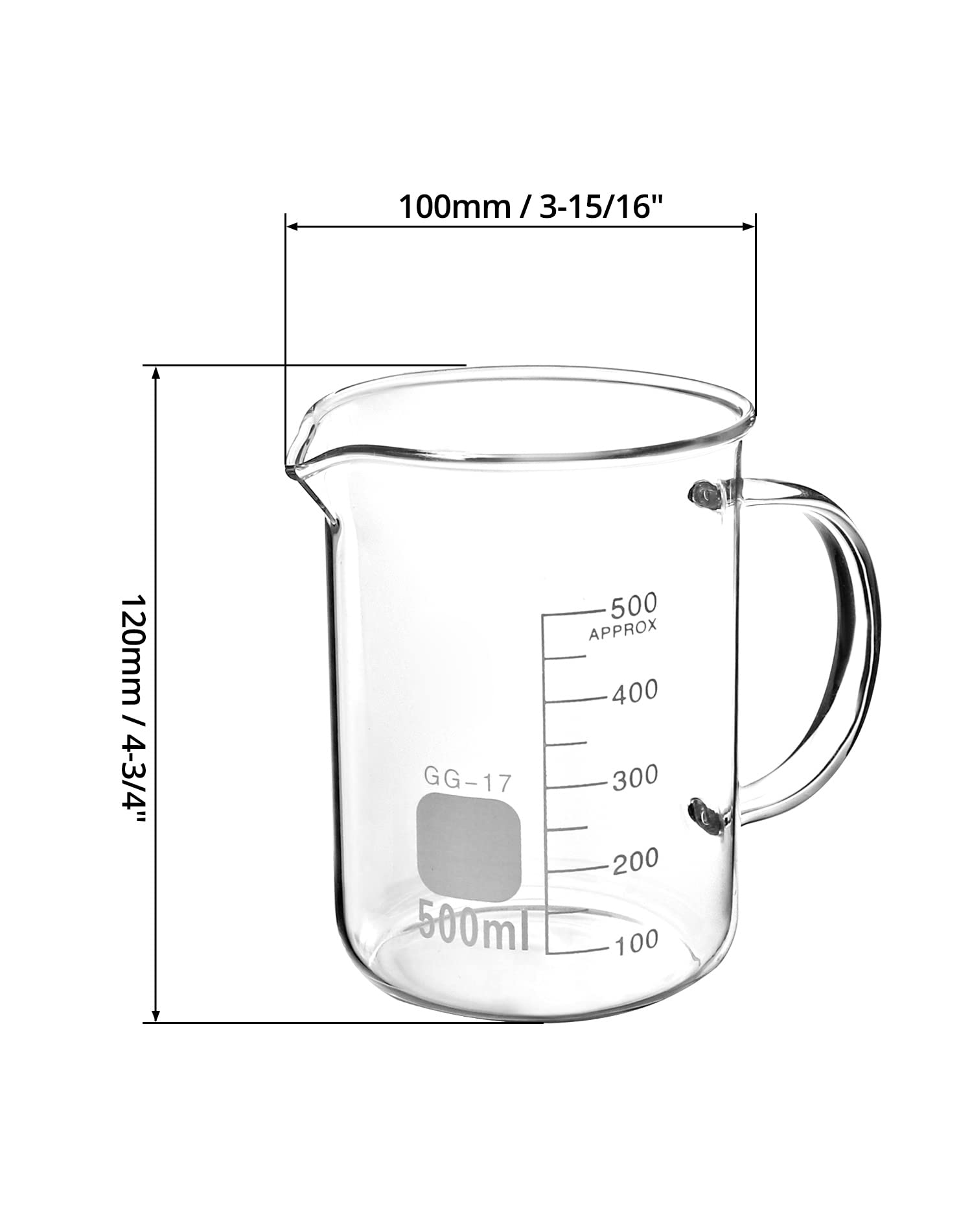 Vaso QWORK de 500 ml para mediciones precisas.