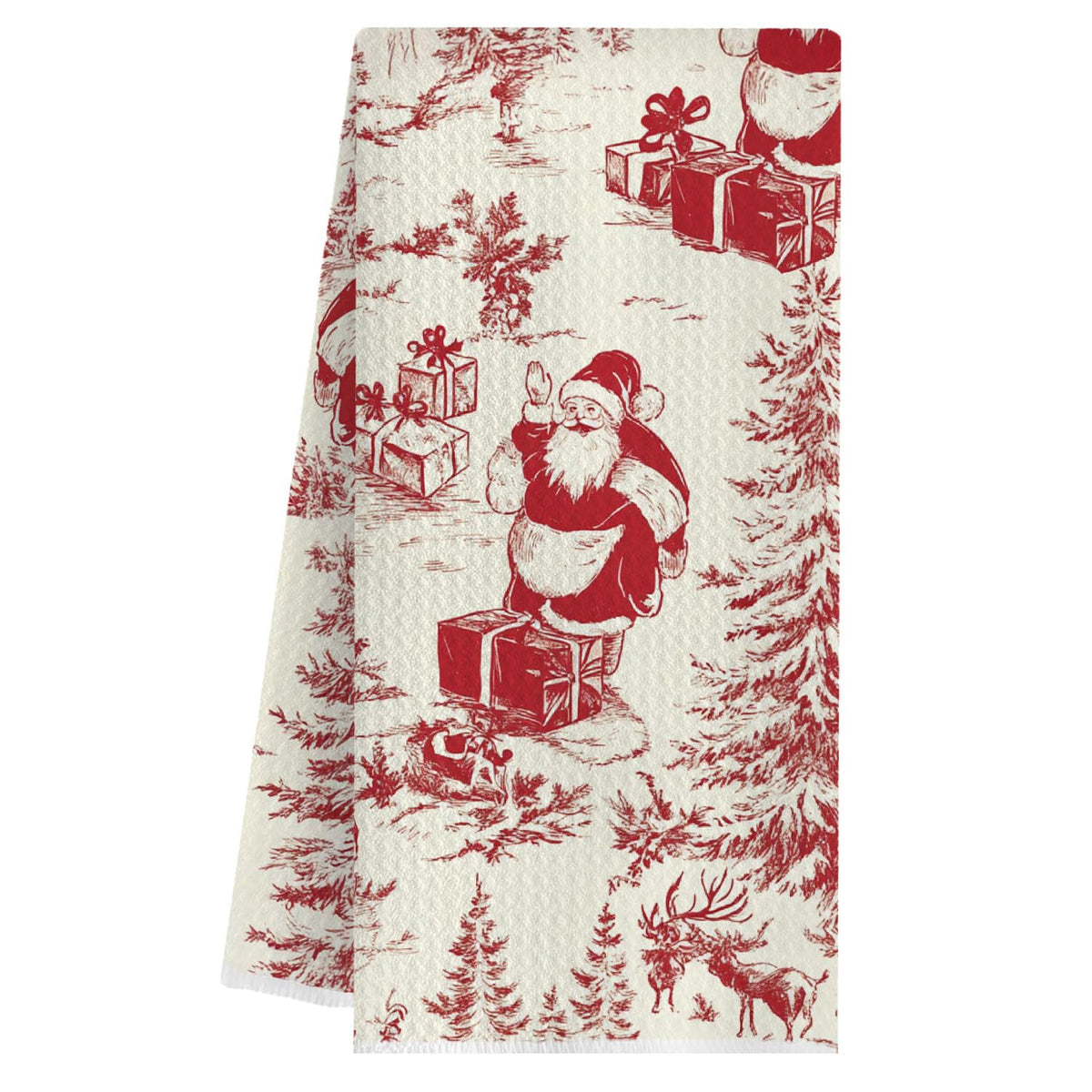 Toalla QWZDRHYJI con Santa chinoiserie para cocina, decoración festiva y uso diario.
