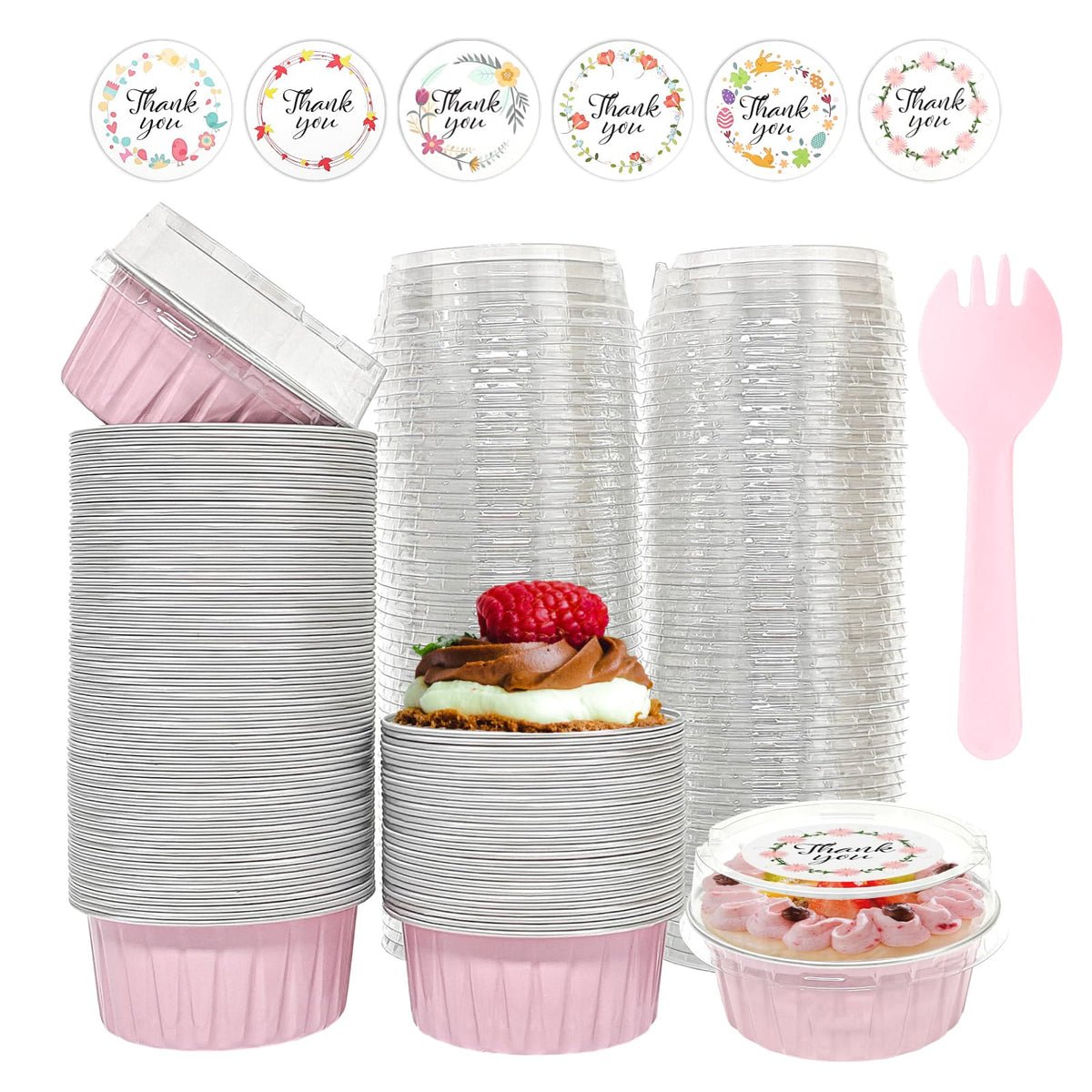 QZV cápsulas de aluminio para cupcakes con tapas, horneado seguro y transporte cómodo.