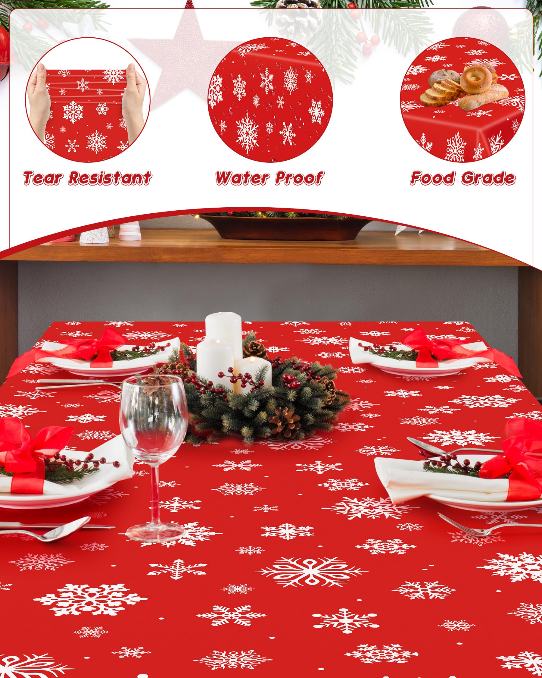 Mantel impermeable de QZYL con copos blancos para fiestas.