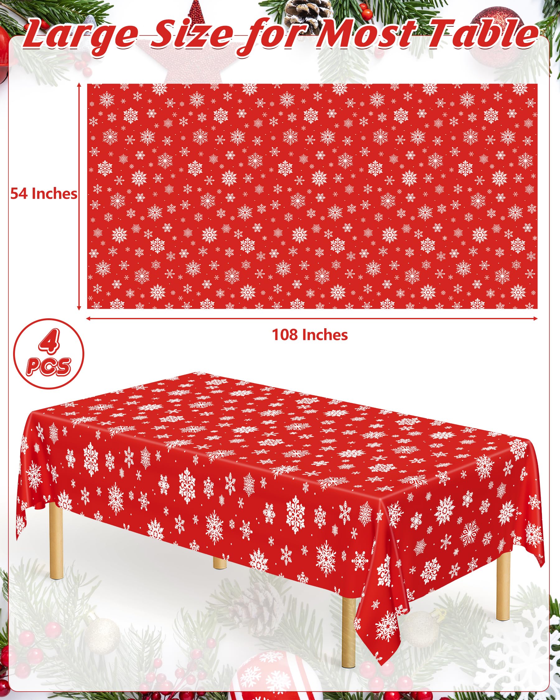 Mantel navideño desechable de QZYL, 54x108, rojo para fiestas.