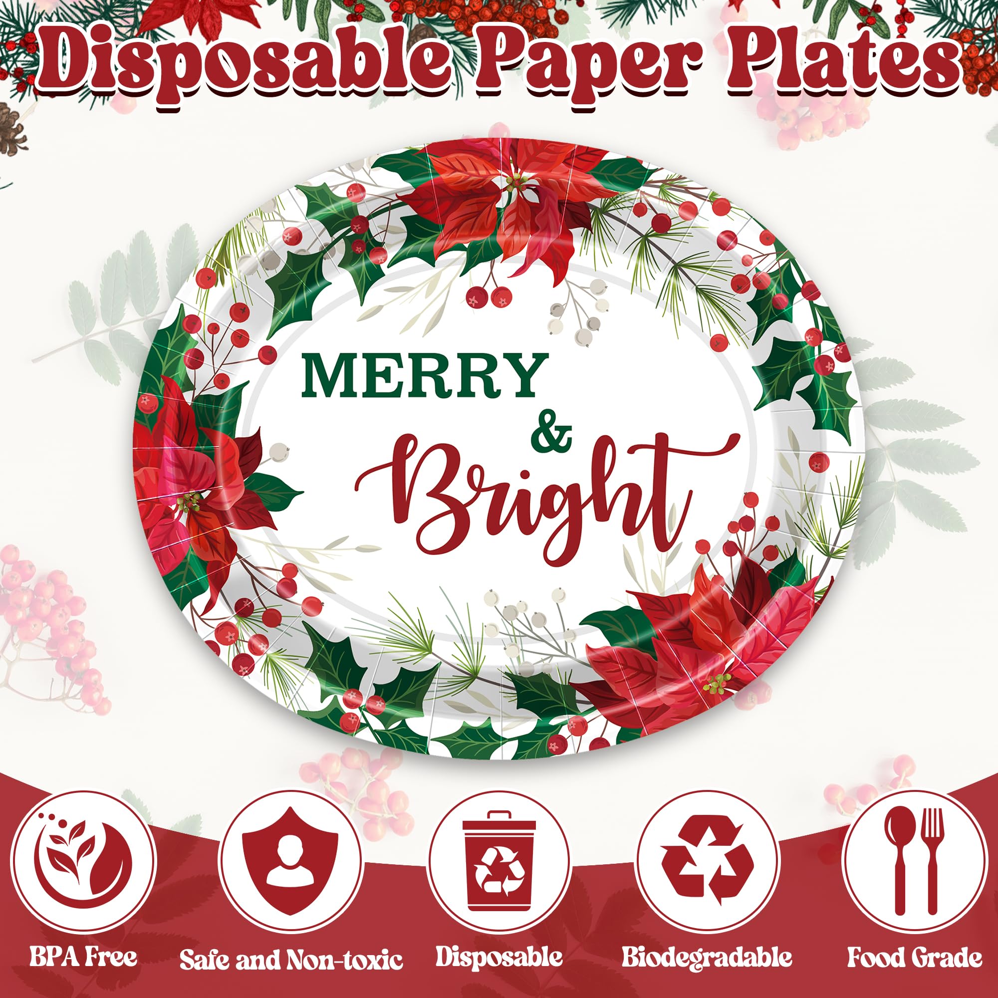 QZYL platos navideños de 12.2x10.2 pulgadas para porciones grandes.