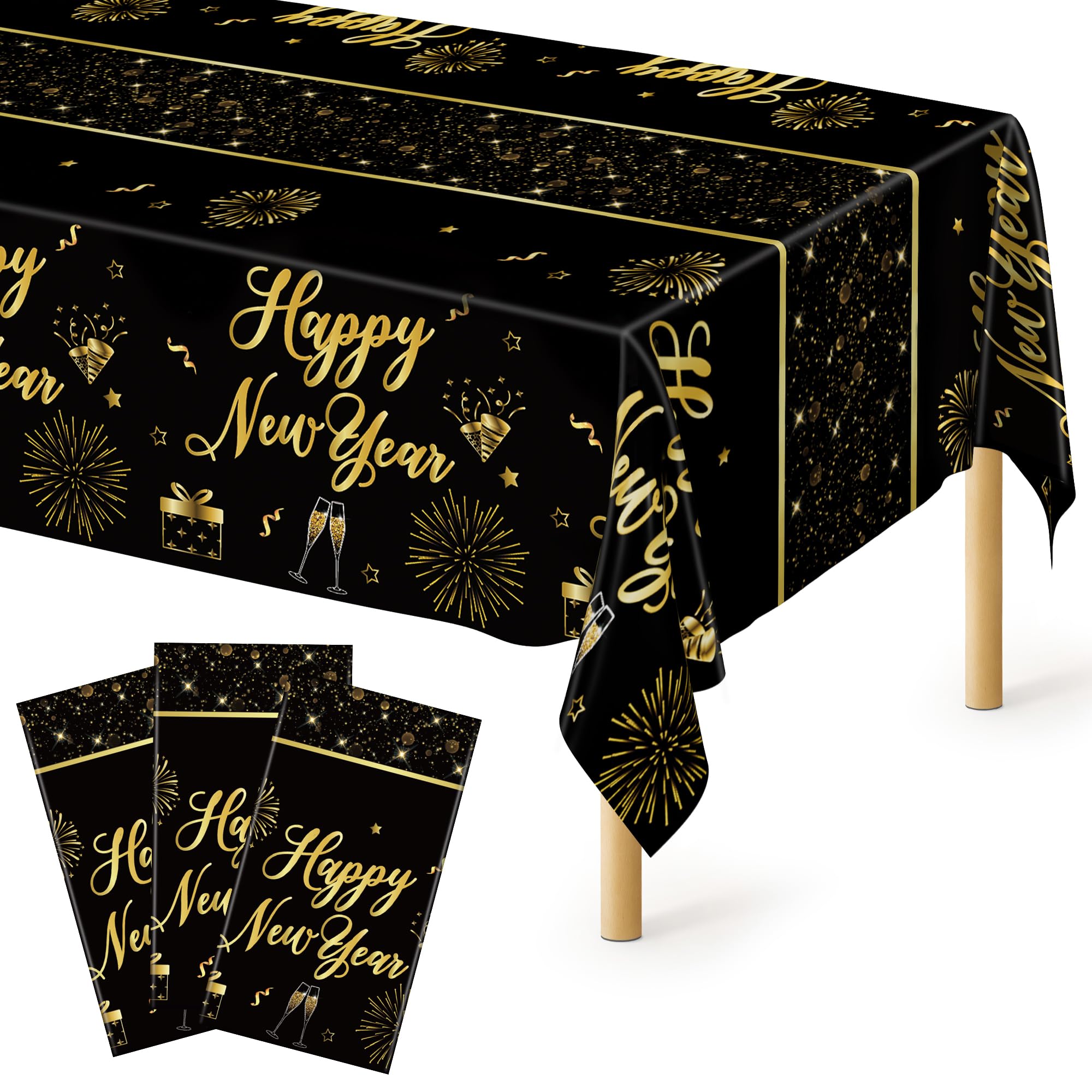 Mantel QZYL trío para año nuevo, 108x54 pulgadas, ideal para mesas amplias.