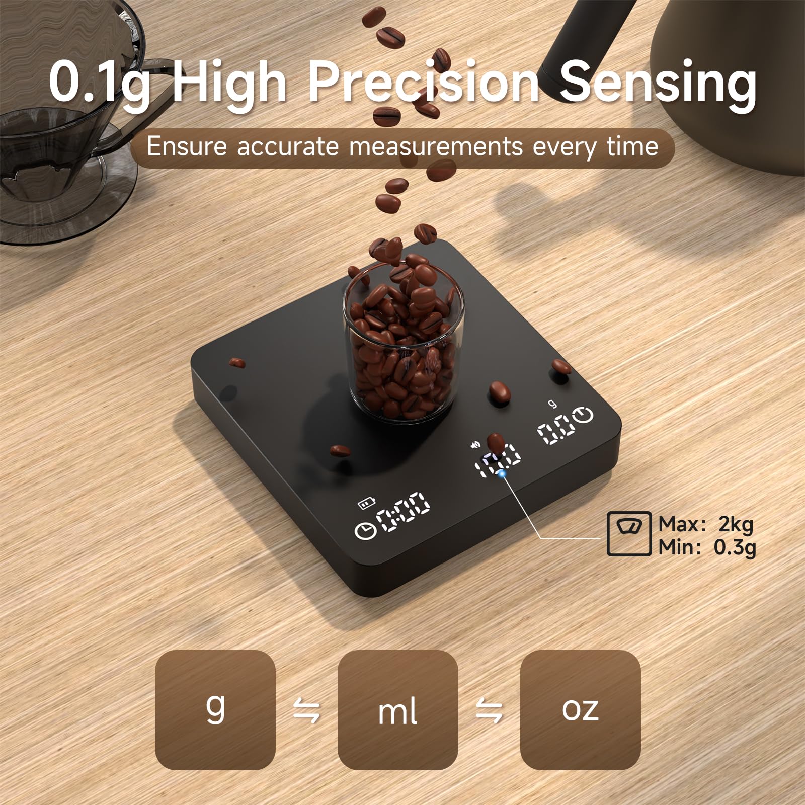 Balanza Qzzhizao con temporizador para espresso y vertido estable