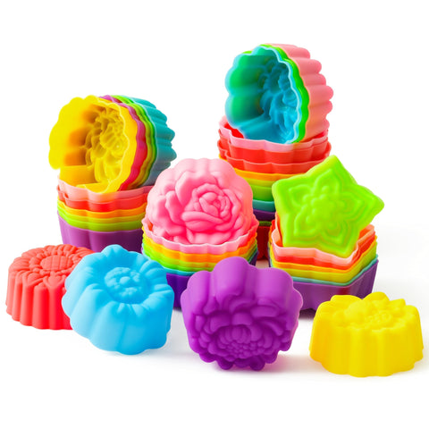 Moldes de silicona R HORSE en azul para mini cupcakes con flores, aptos para hornear.