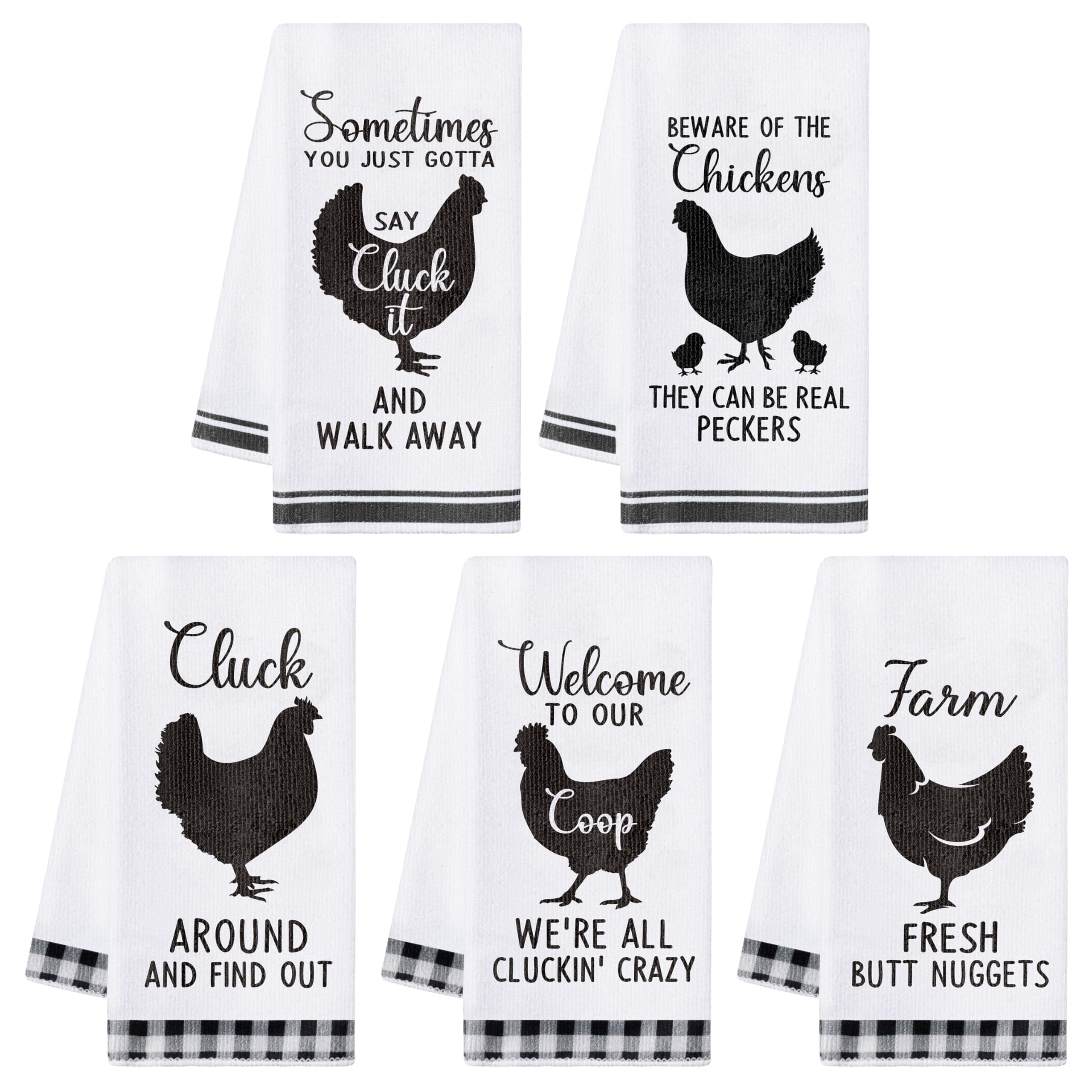 R HORSE toallas de cocina con pollo divertido, absorbentes y de secado rápido para la limpieza diaria.