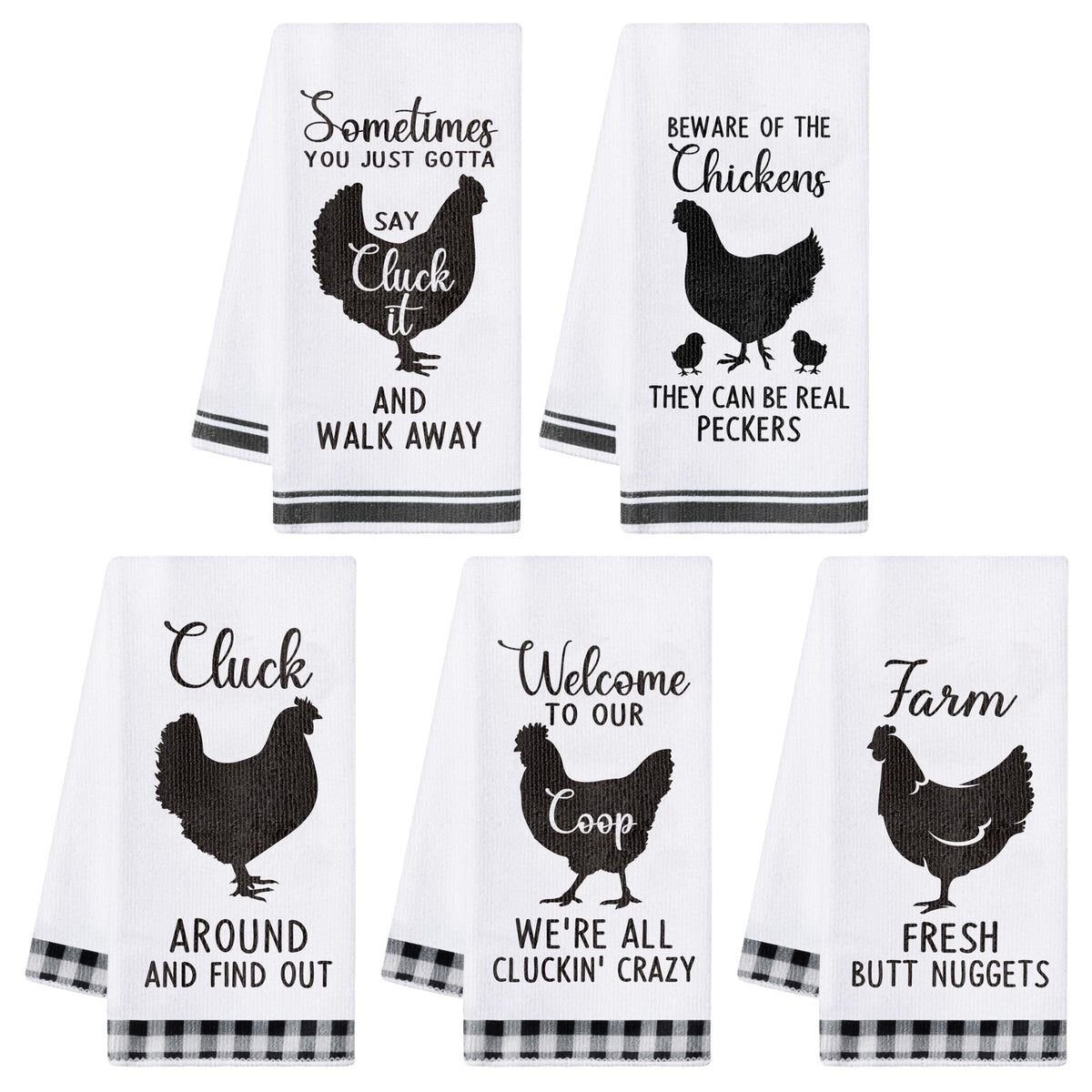 R HORSE toallas de cocina con pollo divertido, absorbentes y de secado rápido para la limpieza diaria.