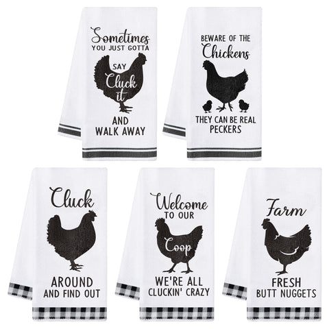 R HORSE toallas de cocina con pollo divertido, absorbentes y de secado rápido para la limpieza diaria.
