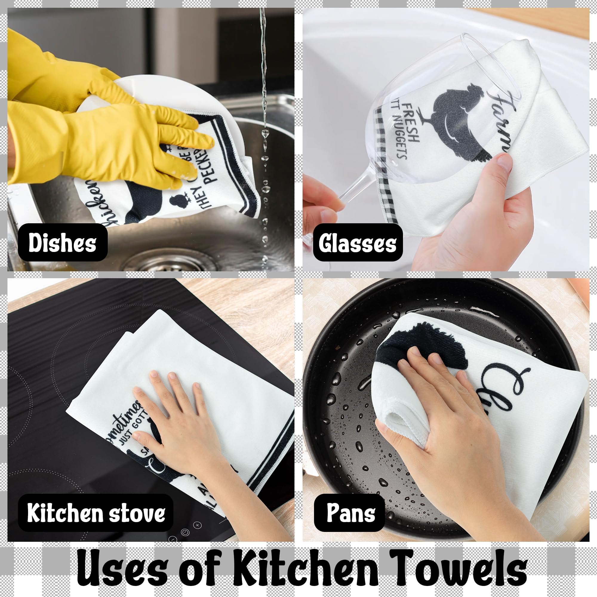 R HORSE toallas absorbentes para vajilla y superficies con diseño pollo, ideal para cocinas.