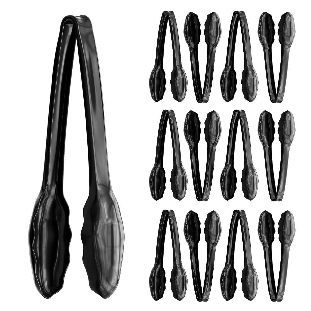 R-kay pinzas grandes de plástico para buffet, 12 unidades, negro, ideal para servir.