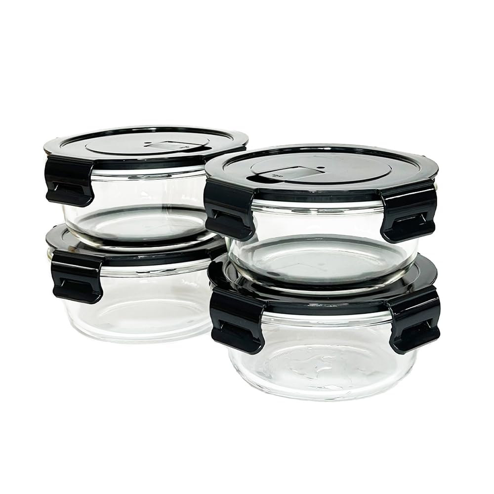 R.repad yay envase de vidrio redondo 12oz con tapa, ideal para porciones.