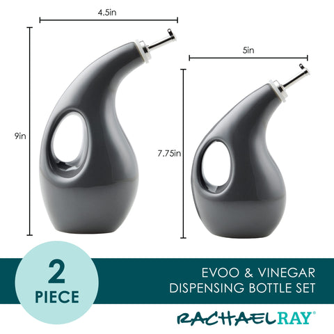 Rachael Ray botella cerámica para aceite de oliva y vinagre, lateral con mango integrado