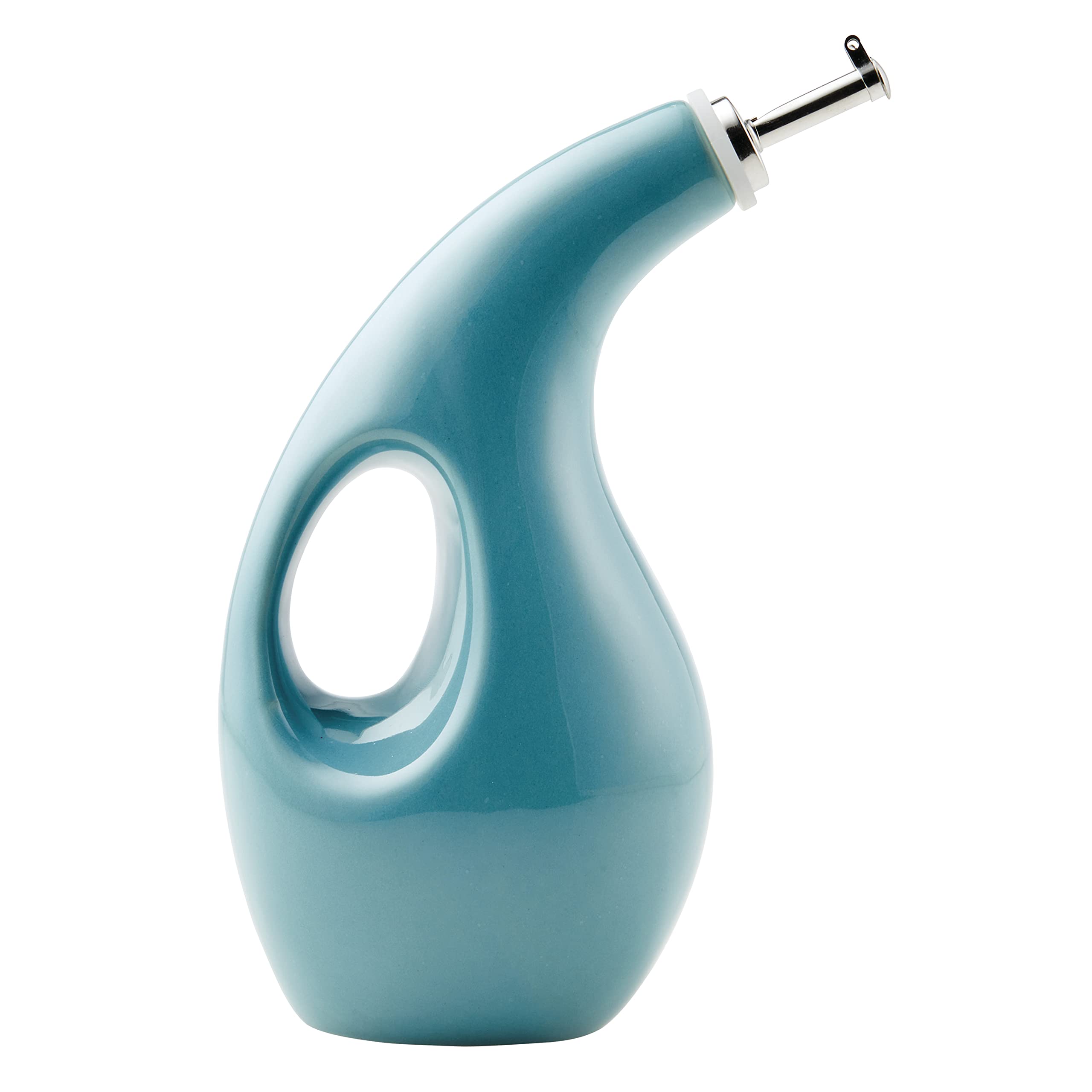 Botella Rachael Ray cerámica para aceite de oliva y vinagre, Agave Azul, vertido suave