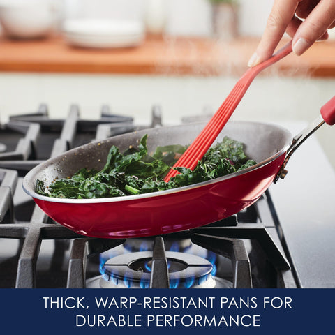Rachael Ray Cocina Crea, base de aluminio gruesa para calentamiento rápido y estable.