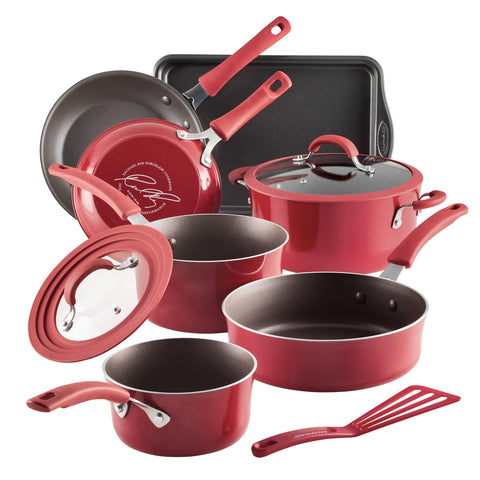 Rachael Ray Cocina Crea, juego de ollas y sartenes para cocción rápida y uniforme.