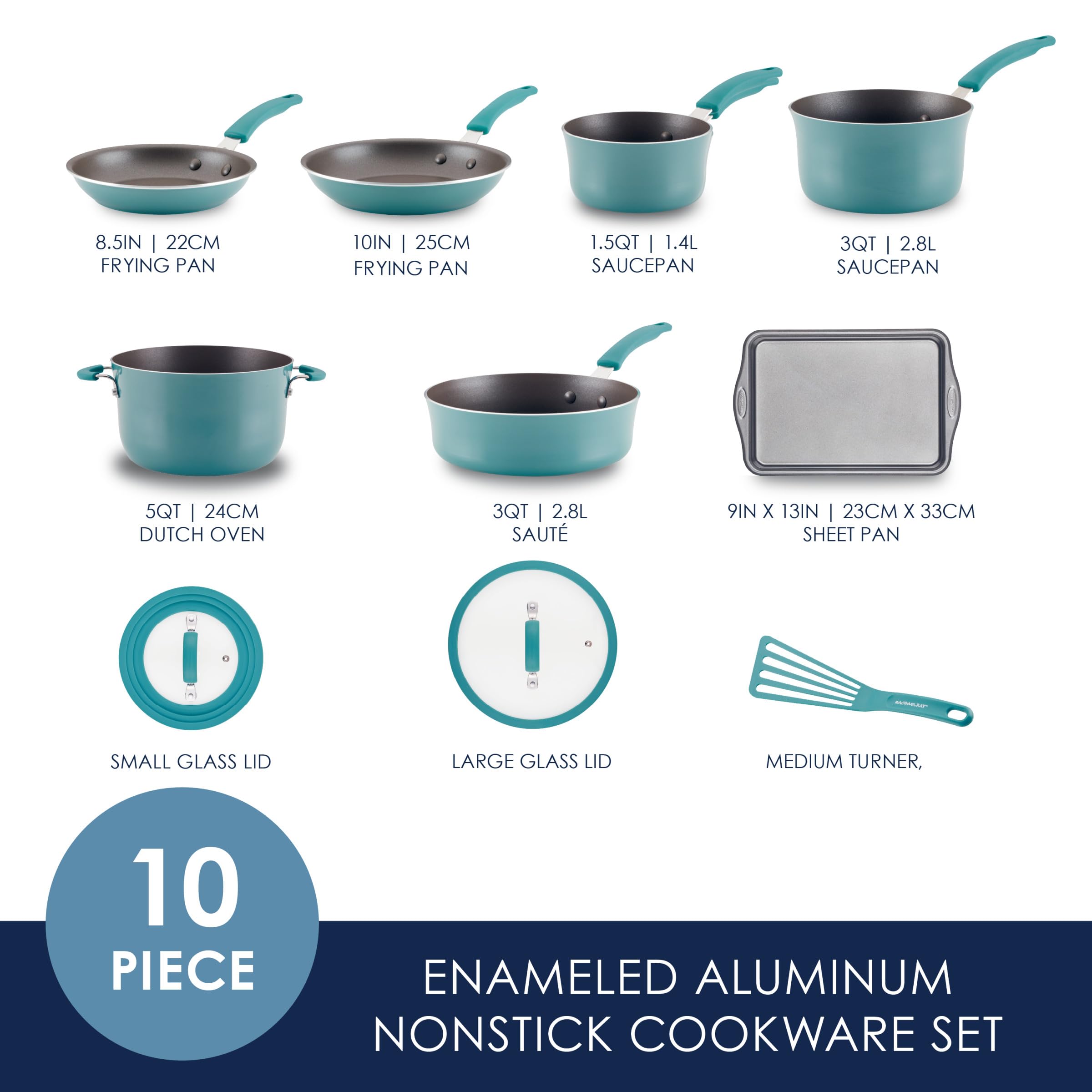 Rachael Ray Cook + Create, salteador de 3 cuartos antiadherente, salteados suaves y limpieza sencilla.