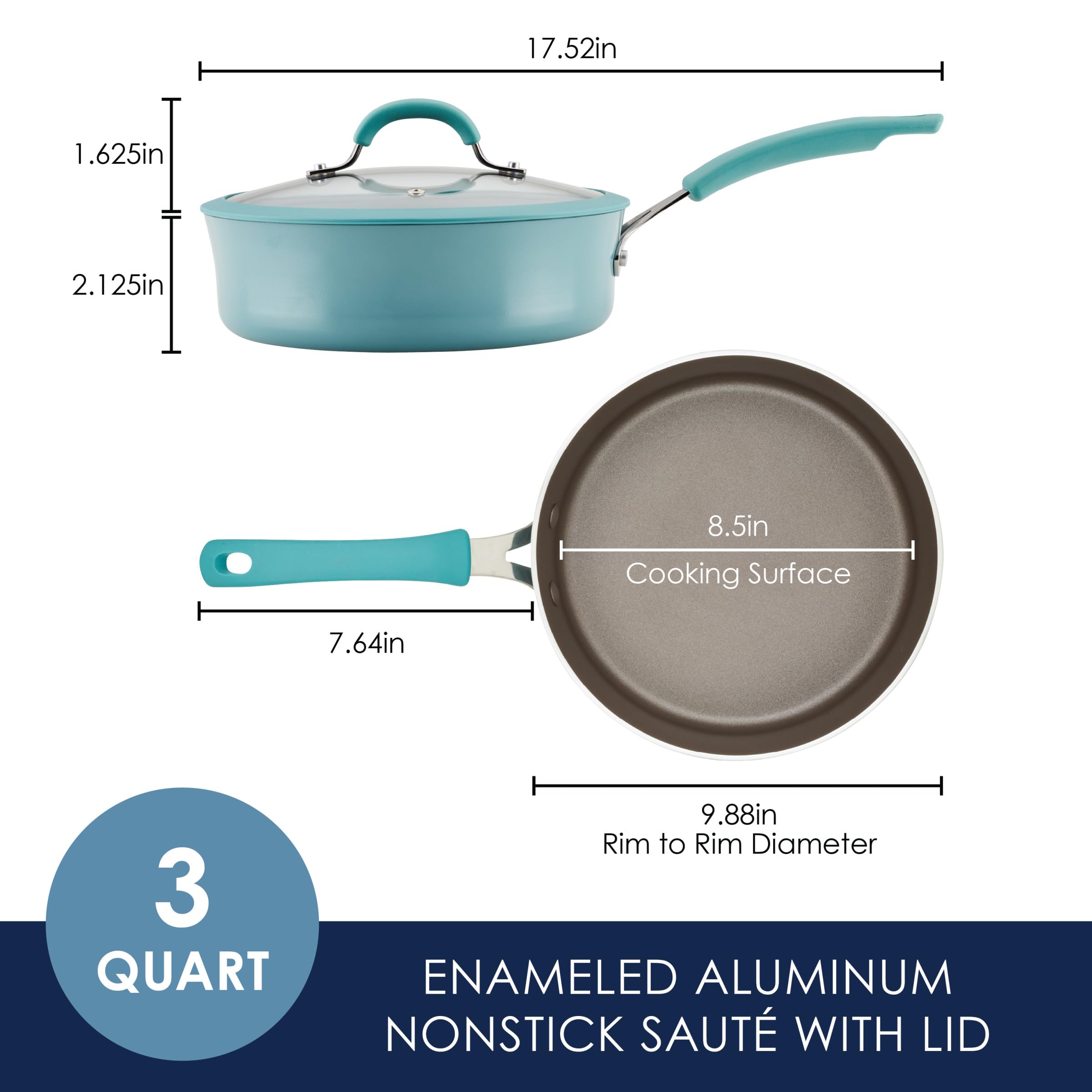 Sartén de 3qt con tapa Rachael Ray Cook + Create para porciones grandes.