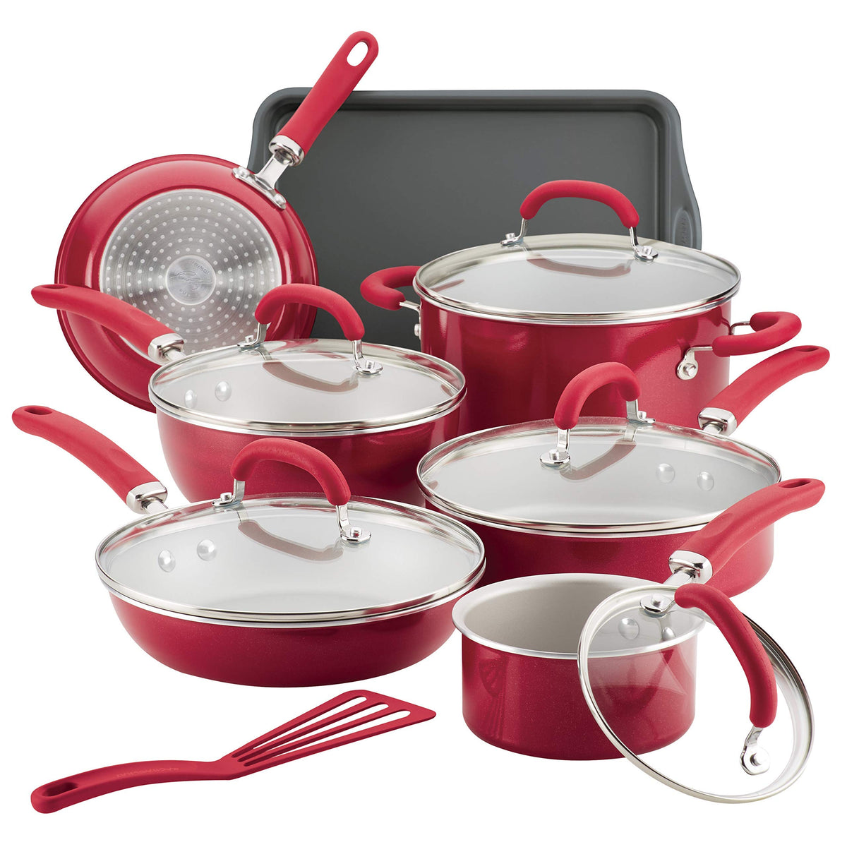 Rachael Ray Create Delicious olla de 1,5 cuartos para cocción uniforme y manejo cómodo.
