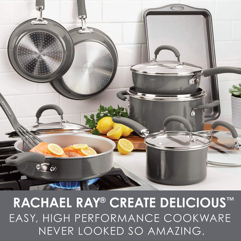 Rachael Ray Create Delicious sarten 3 cuartos con tapa para saltear de forma uniforme