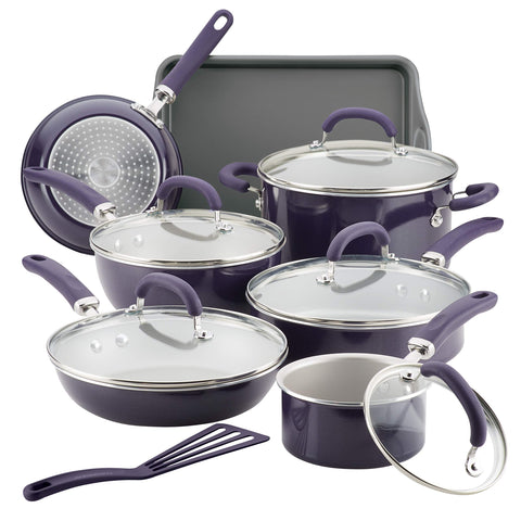 Rachael Ray Create Delicious sarten aluminio nonstick para cocción pareja y fácil limpieza