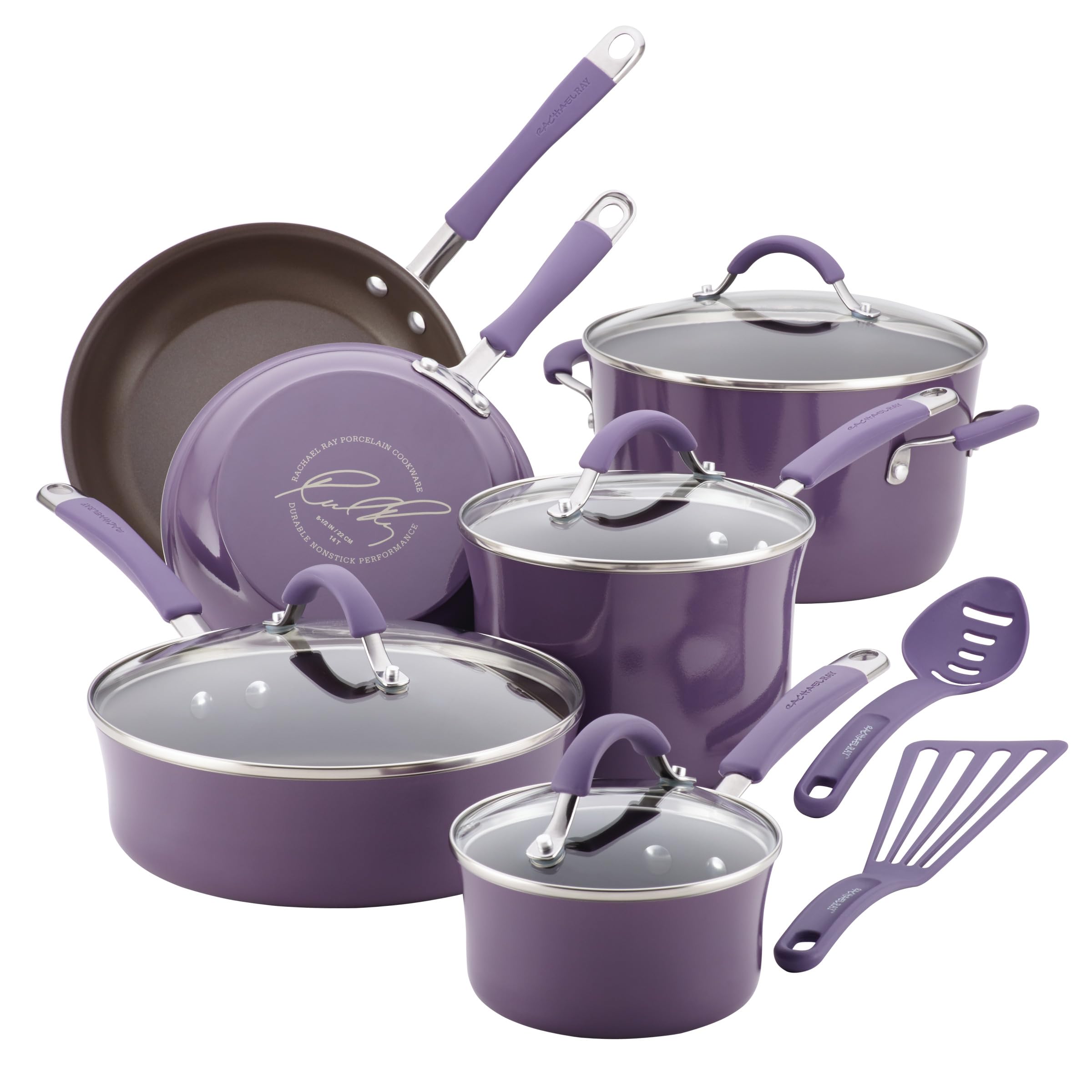 Conjunto Rachael Ray Cucina 12 piezas en lavanda para cocción versátil