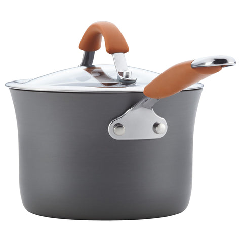 Rachael Ray Cucina: tapa de vidrio resistente con borde de acero.