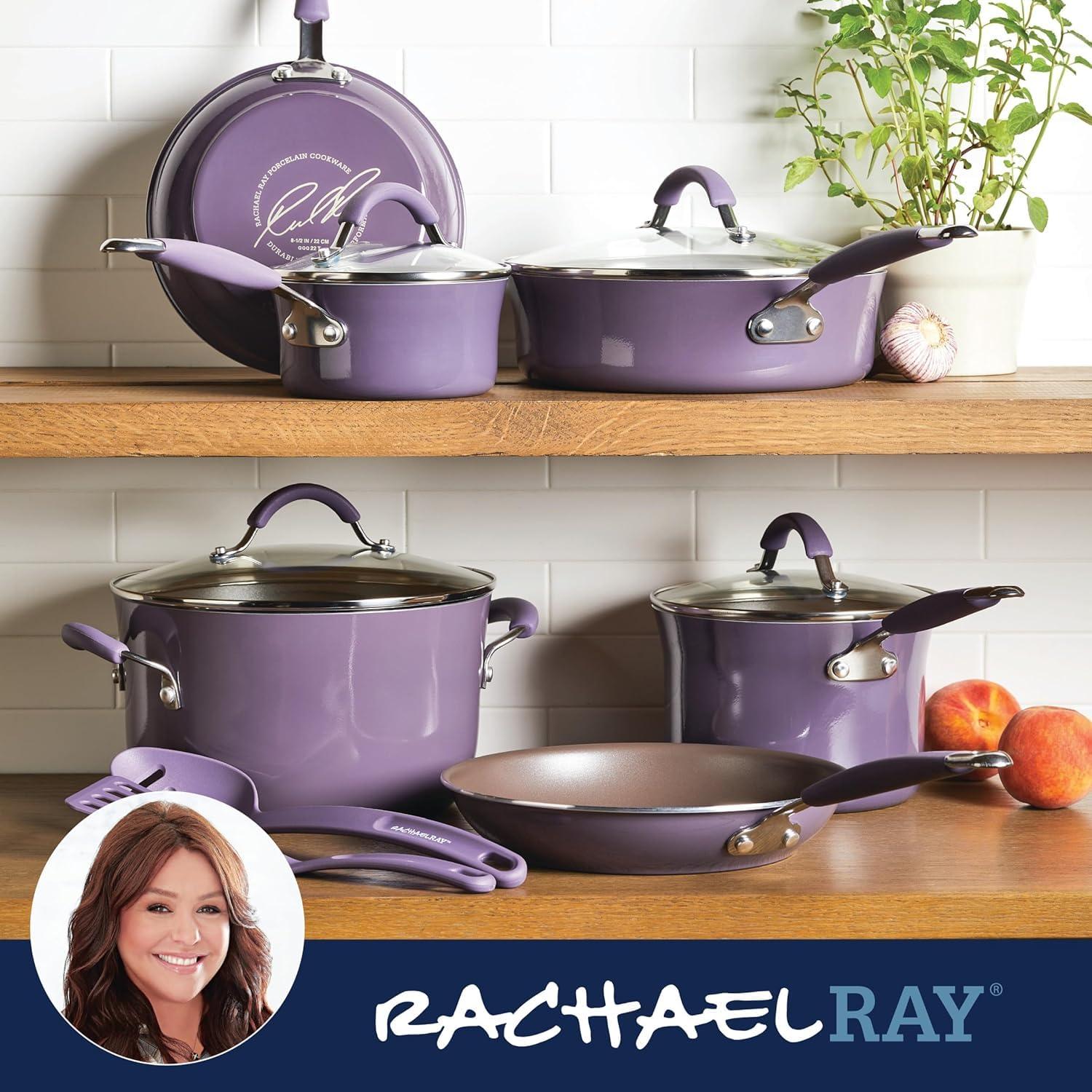Utensilio de nylon espatula ranurada Rachael Ray Cucina lavanda para volcar fácilmente